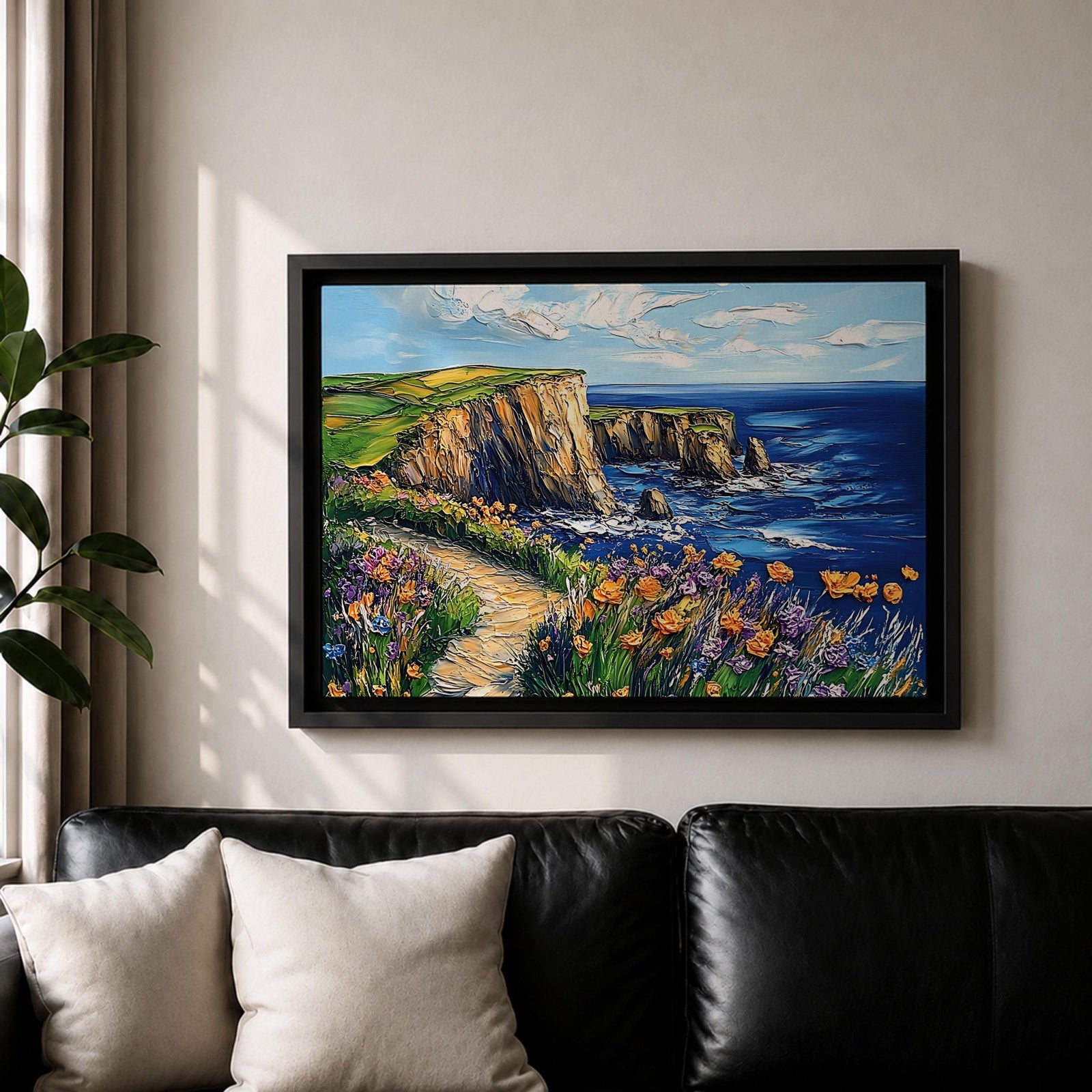 Coastal Landscape Wall Art Big Sur Coast Framed Canvas Beach View Living Room Decor