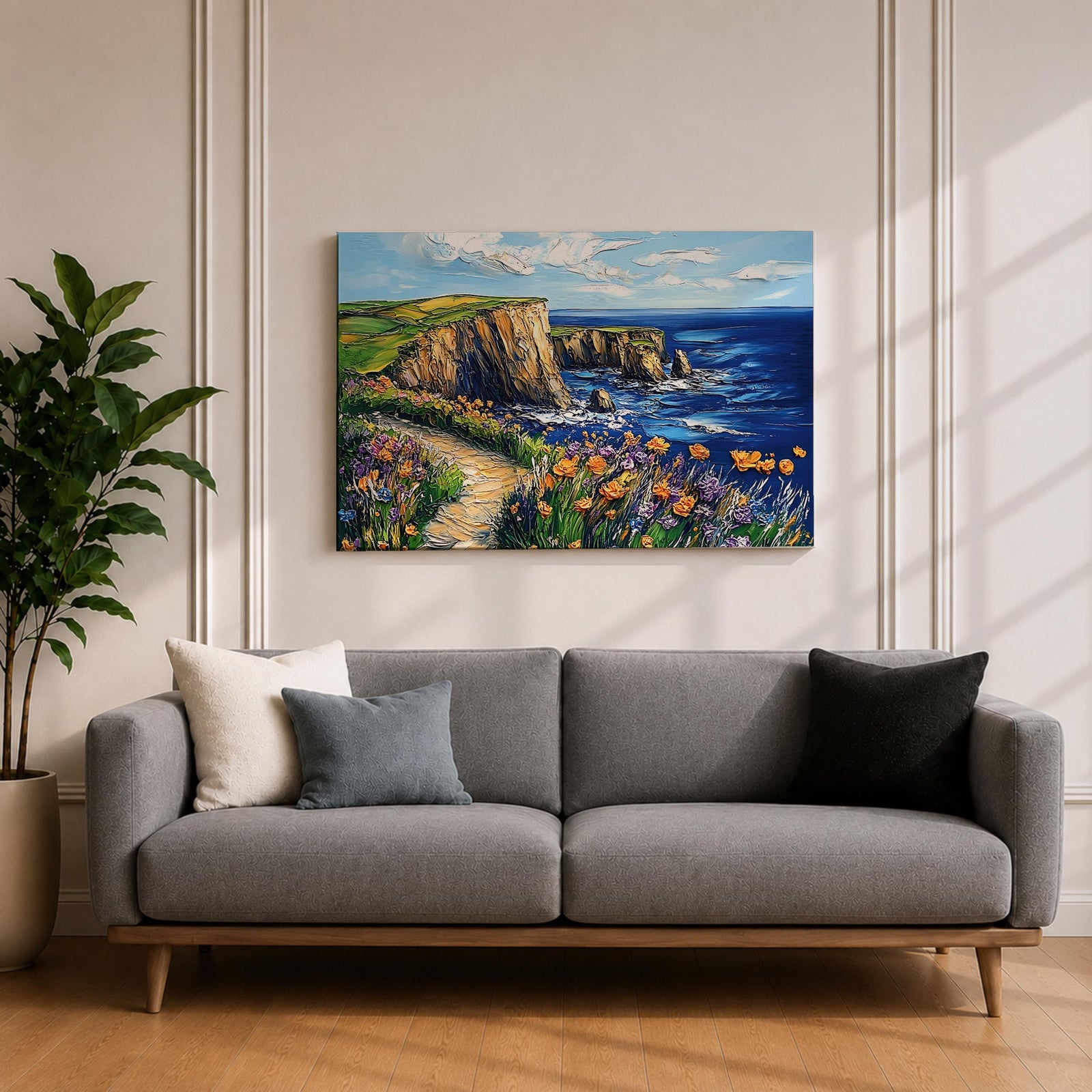Coastal Landscape Wall Art Big Sur Coast Framed Canvas Beach View Living Room Decor