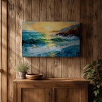 Ocean Sunrise Wall Art Seascape Framed Canvas Coastal Impasto Living Room Home Decor