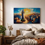 Galata Tower Wall Art Istanbul Skyline Framed Canvas Turkish Cityscape Impasto Architecture Decor