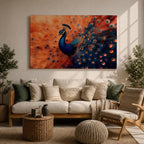 Peacock Wall Art Exotic Bird Framed Canvas Tropical Wildlife Impasto Boho Home Decor