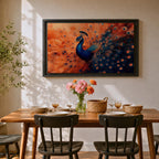 Peacock Wall Art Exotic Bird Framed Canvas Tropical Wildlife Impasto Boho Home Decor