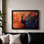 Peacock Wall Art Exotic Bird Framed Canvas Tropical Wildlife Impasto Boho Home Decor