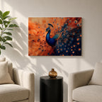 Peacock Wall Art Exotic Bird Framed Canvas Tropical Wildlife Impasto Boho Home Decor