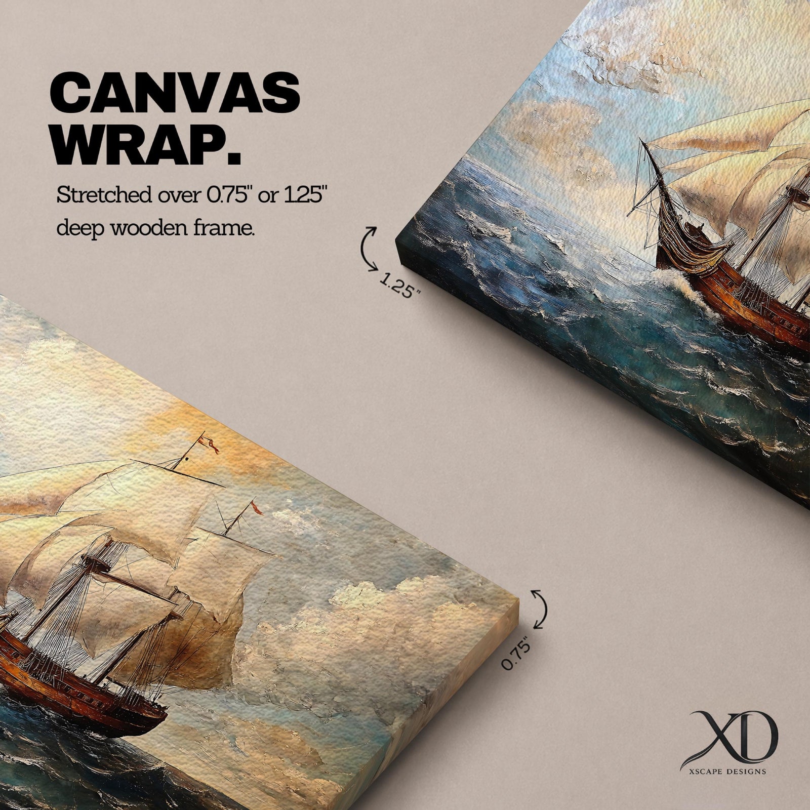 Sailing Ship Wall Art Galleon Framed Canvas Ocean Seascape Coastal Nautical Vintage Home Decor