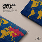 World Map Wall Art Global Atlas Framed Canvas Textured Geography Modern Travel Home Decor