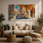Egyptian Temple Wall Art Ancient Pharaoh Framed Canvas Hieroglyphic Architecture Cultural Decor
