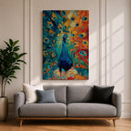 Bring bold color into your home with this Peacock Wall Art, featuring a vibrant expressionist canvas print with richly textured brushstrokes and radiant jewel tones. The dramatic fan of peacock feathers creates a striking focal point, making it perfect for modern living room, bedroom, or office decor.