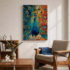 Bring bold color into your home with this Peacock Wall Art, featuring a vibrant expressionist canvas print with richly textured brushstrokes and radiant jewel tones. The dramatic fan of peacock feathers creates a striking focal point, making it perfect for modern living room, bedroom, or office decor.