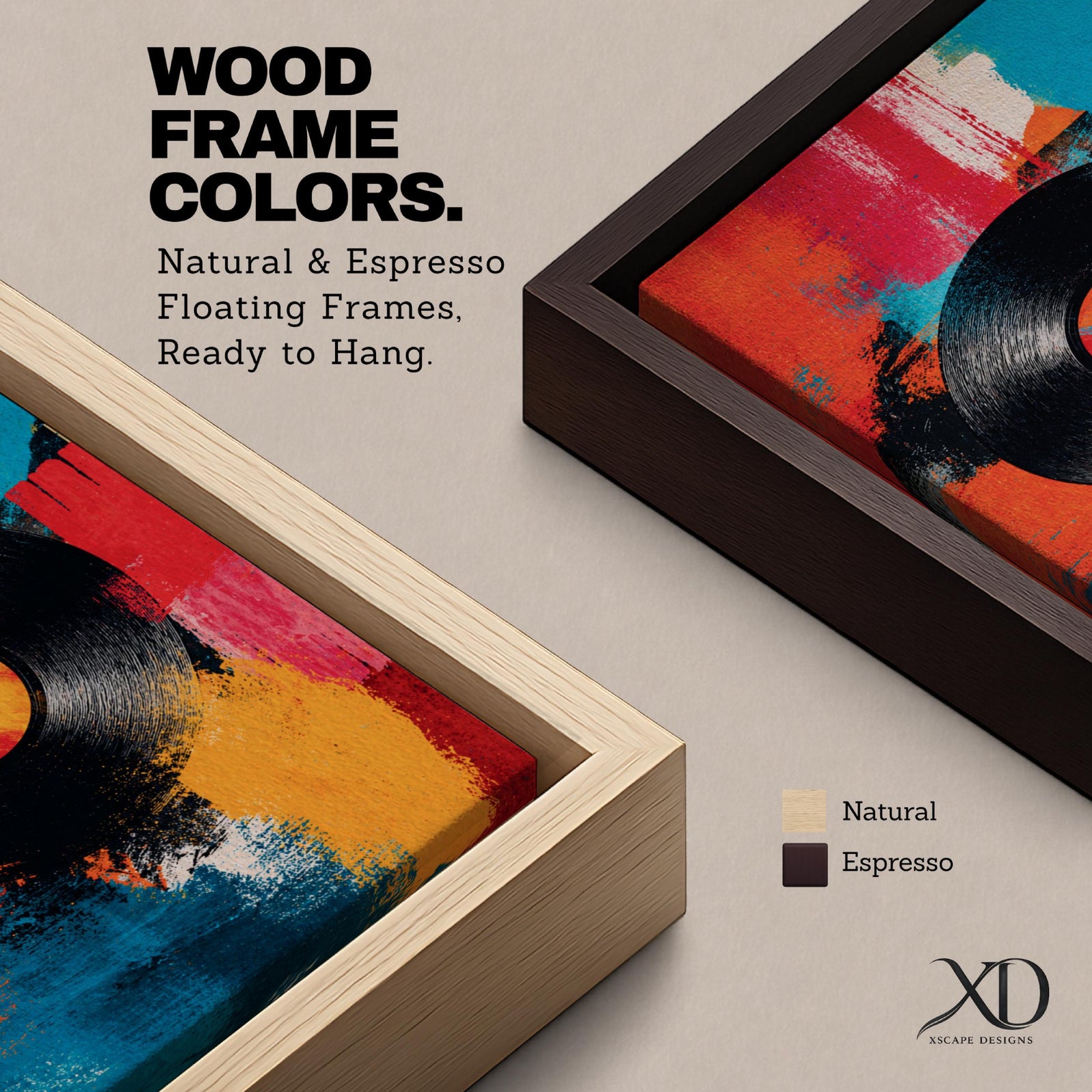 Add bold personality to your space with this Vinyl Record Wall Art, featuring a colorful abstract background with a striking black LP centerpiece. This modern music-inspired canvas print blends vibrant brushstrokes and retro style, making it perfect for music rooms, studios, living rooms, or entertainment spaces.