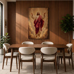 Jesus Christ wall art depicting the risen Savior ascending amid radiant heavenly light and clouds. With arms outstretched and surrounded by golden rays, this inspiring Christian artwork symbolizes resurrection, redemption, faith, hope, and divine glory.