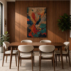 Phoenix wall art featuring a majestic mythical bird soaring through swirling clouds with expansive wings and flowing tail feathers. Rich ornamental details, vibrant colors, and fantasy-inspired design create a dramatic symbol of rebirth, transformation, and immortality.
