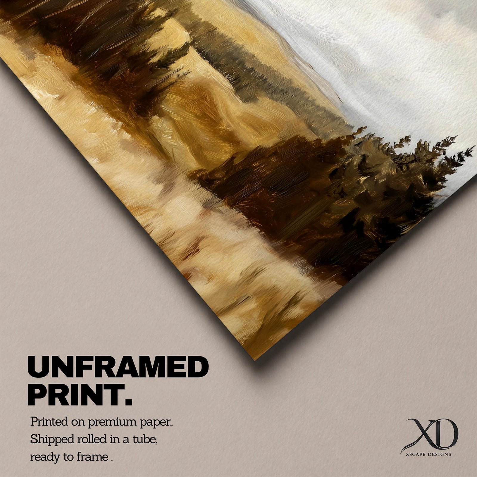 A framed canvas painting depicting a wildflower meadow landscape with rolling hills and clusters of trees under a cloudy sky. The artwork captures a natural countryside scene with detailed brushwork and a warm, rustic atmosphere emphasizing the beauty of open fields and forest edges.