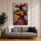 Mariachi Guitarist Wall Art Mexican Musician Charro Abstract Cultural Gift Living Room Home Decor
