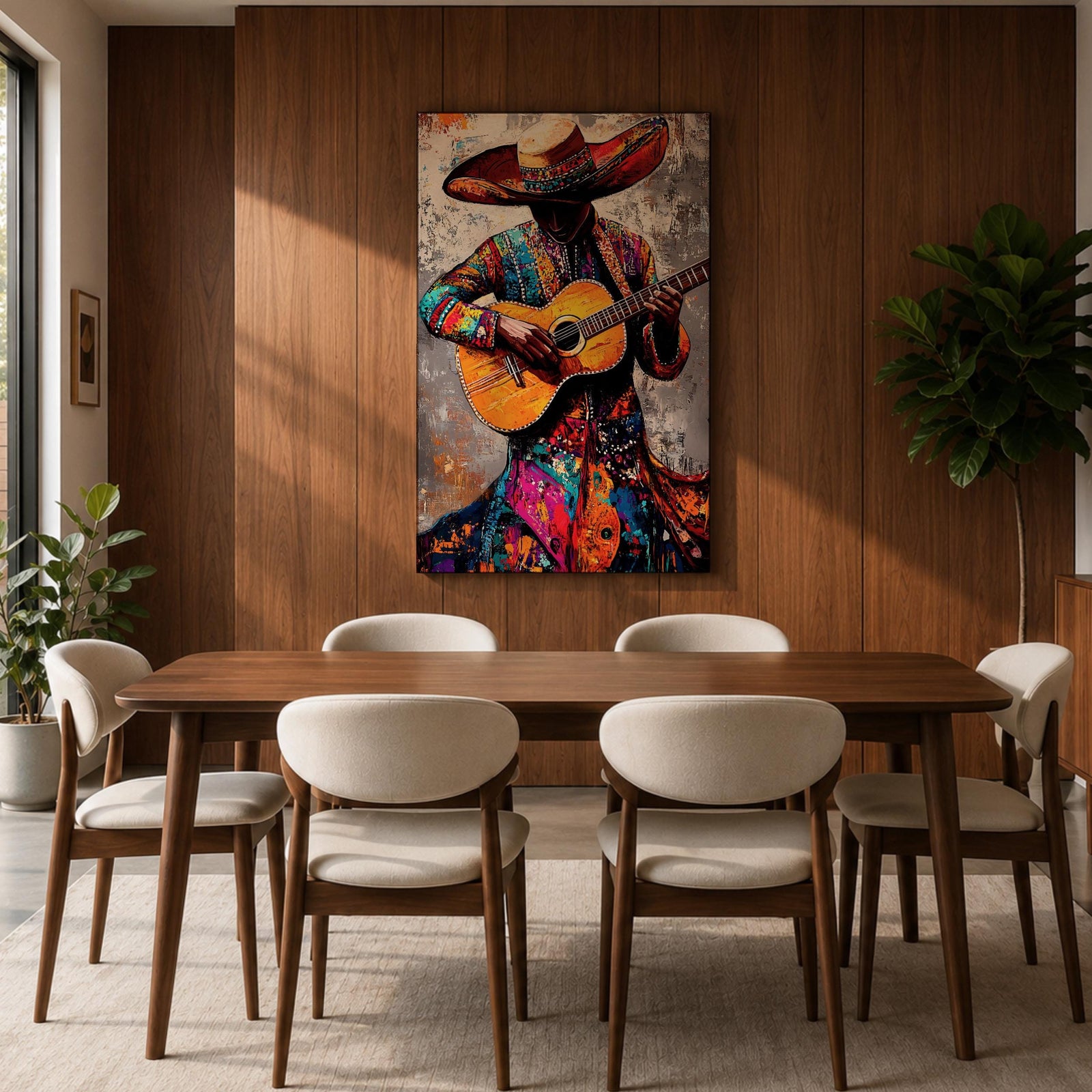 Mariachi Guitarist Wall Art Mexican Musician Charro Abstract Cultural Gift Living Room Home Decor