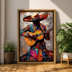 Mariachi Guitarist Wall Art Mexican Musician Charro Abstract Cultural Gift Living Room Home Decor