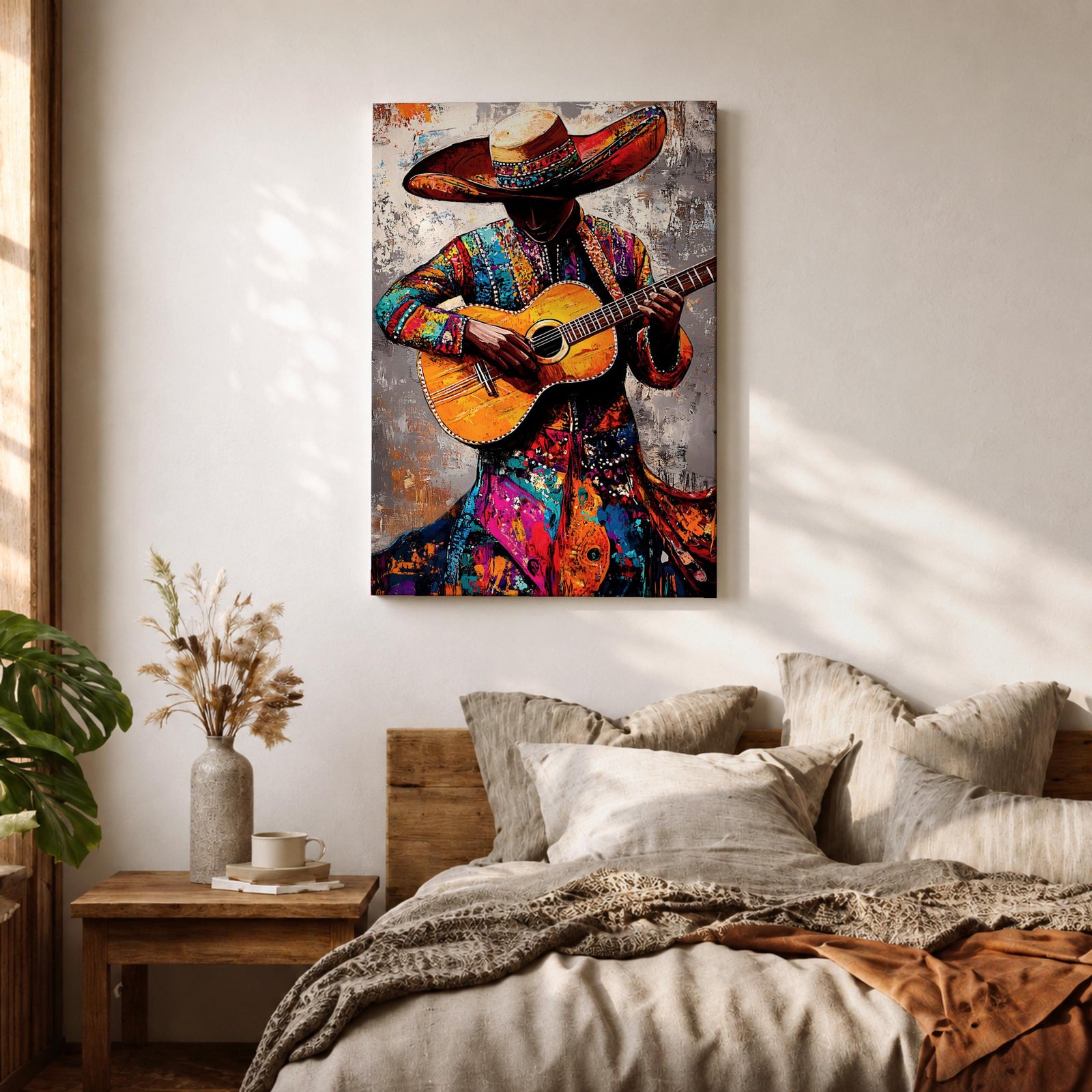 Mariachi Guitarist Wall Art Mexican Musician Charro Abstract Cultural Gift Living Room Home Decor