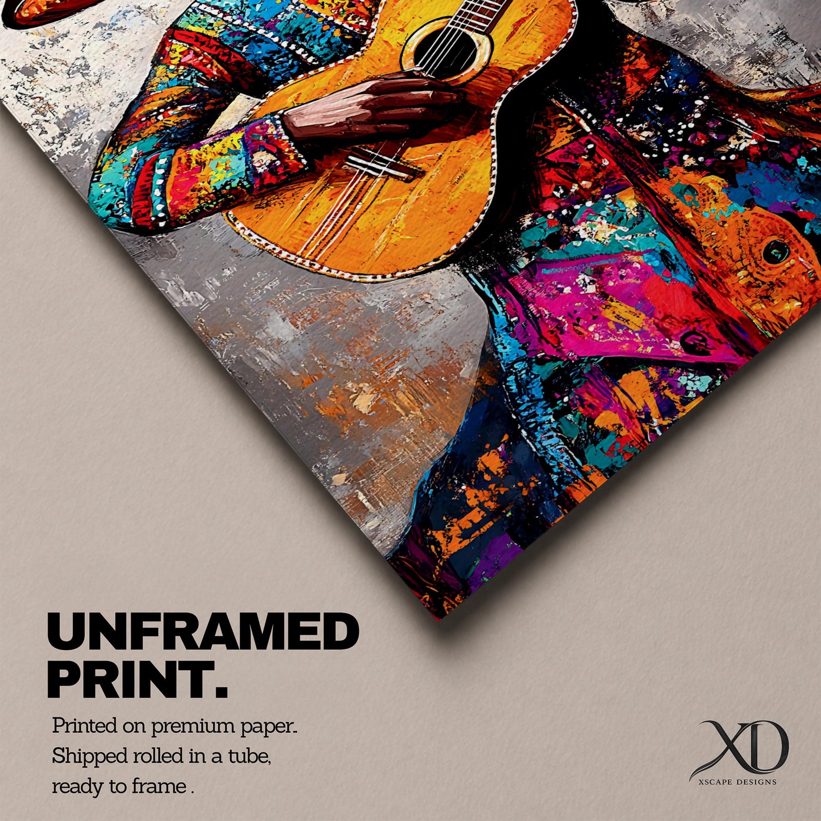 Mariachi Guitarist Wall Art Mexican Musician Charro Abstract Cultural Gift Living Room Home Decor