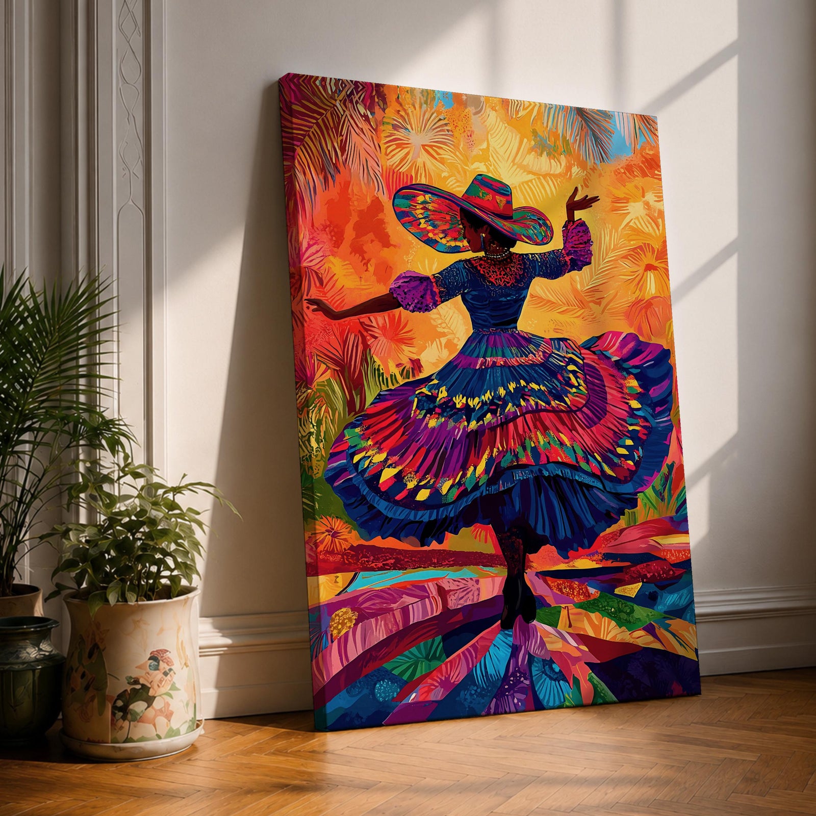 Mexican Dancer Wall Art Latin Cultural Festival Folklorico Abstract Gift Living Room Home Decor