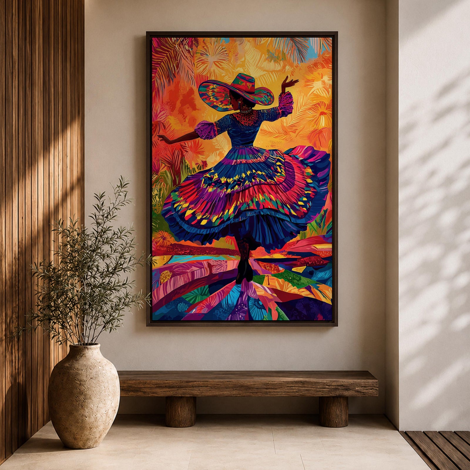 Mexican Dancer Wall Art Latin Cultural Festival Folklorico Abstract Gift Living Room Home Decor