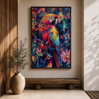Scarlet Macaw Wall Art Tropical Bird Abstract Nature Floral Gift Living Room Home Decor