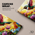Hummingbird Bird Wall Art Floral Garden Nature Wildlife Abstract Gift Living Room Home Decor