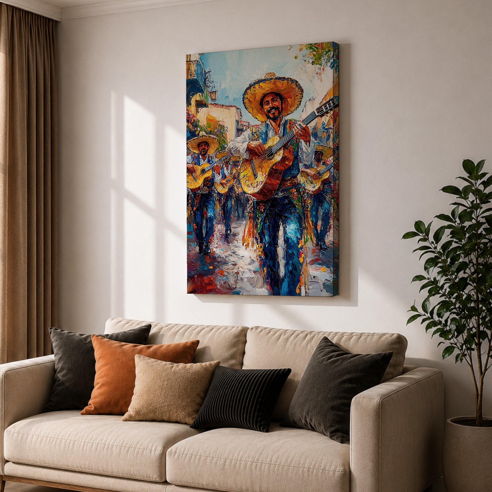 Mariachi Musicians Wall Art Mexican Cultural Music Festival Parade Gift Living Room Home Decor