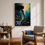 Black Mermaid Mythical Wall Art Sea Goddess Abstract Fantasy Ocean Gift Bedroom Home Decor