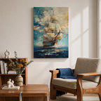 Tall Ship Nautical Wall Art Ocean Sailing Vessel Abstract Gift Living Room Home Decor