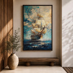 Tall Ship Nautical Wall Art Ocean Sailing Vessel Abstract Gift Living Room Home Decor