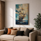 Tall Ship Nautical Wall Art Ocean Sailing Vessel Abstract Gift Living Room Home Decor