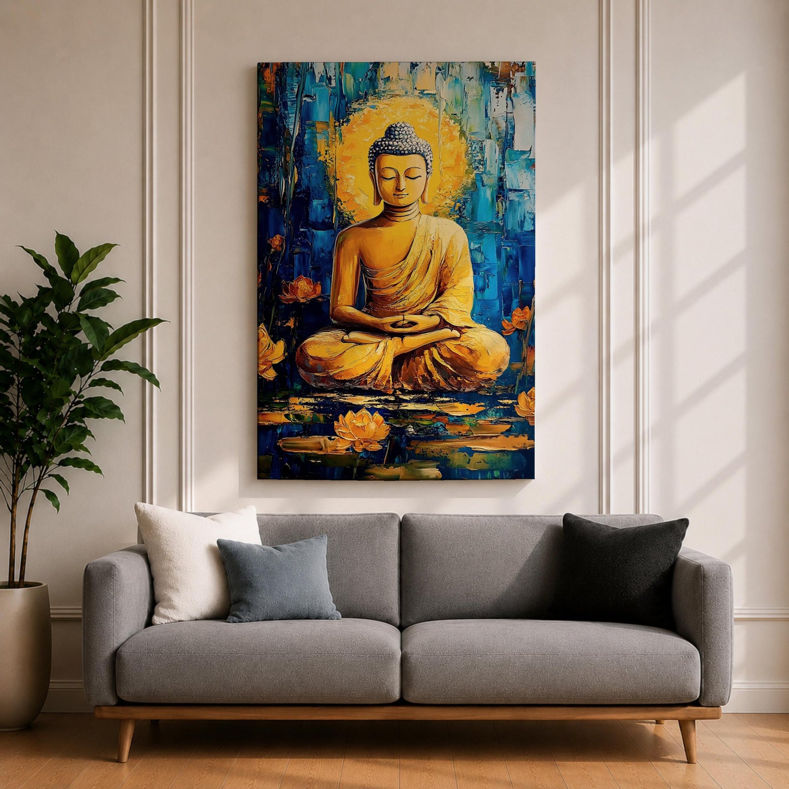 Gautama Buddha Wall Art Buddhist Religious Meditation Lotus Abstract Gift Yoga Room Home Decor