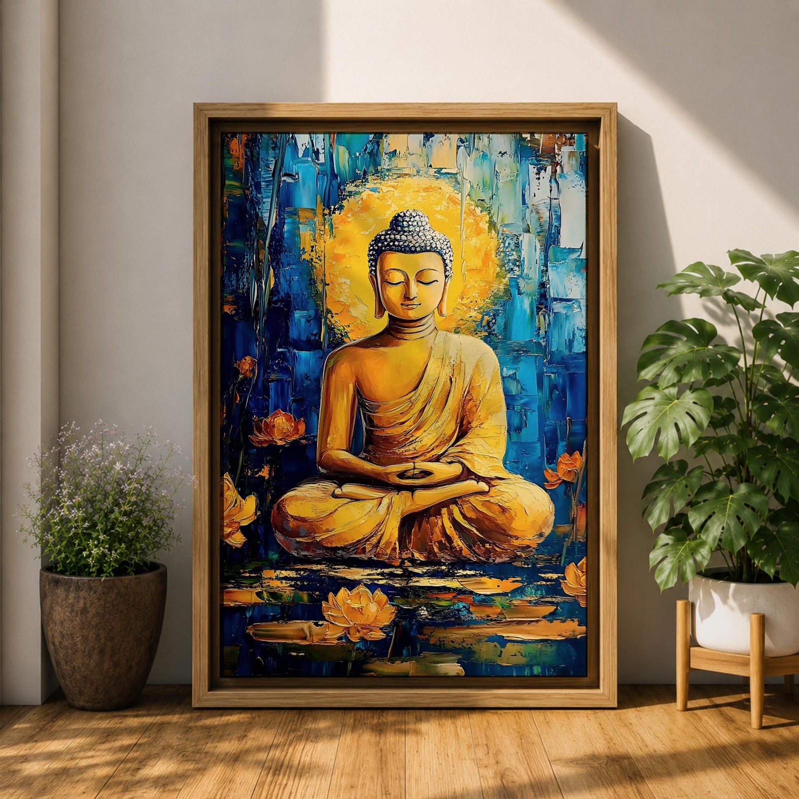 Gautama Buddha Wall Art Buddhist Religious Meditation Lotus Abstract Gift Yoga Room Home Decor