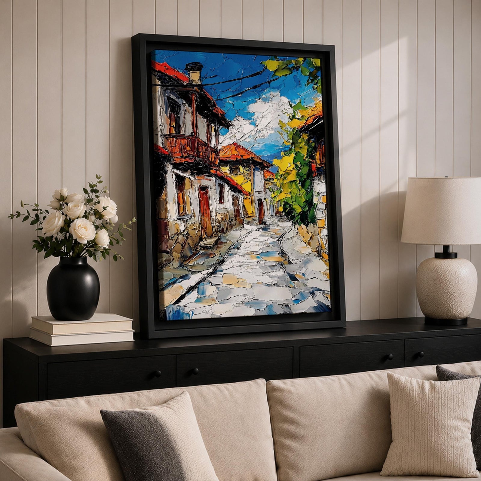 European Village Wall Art Cultural Street Historic Town Cityscape Gift Living Room Home Decor