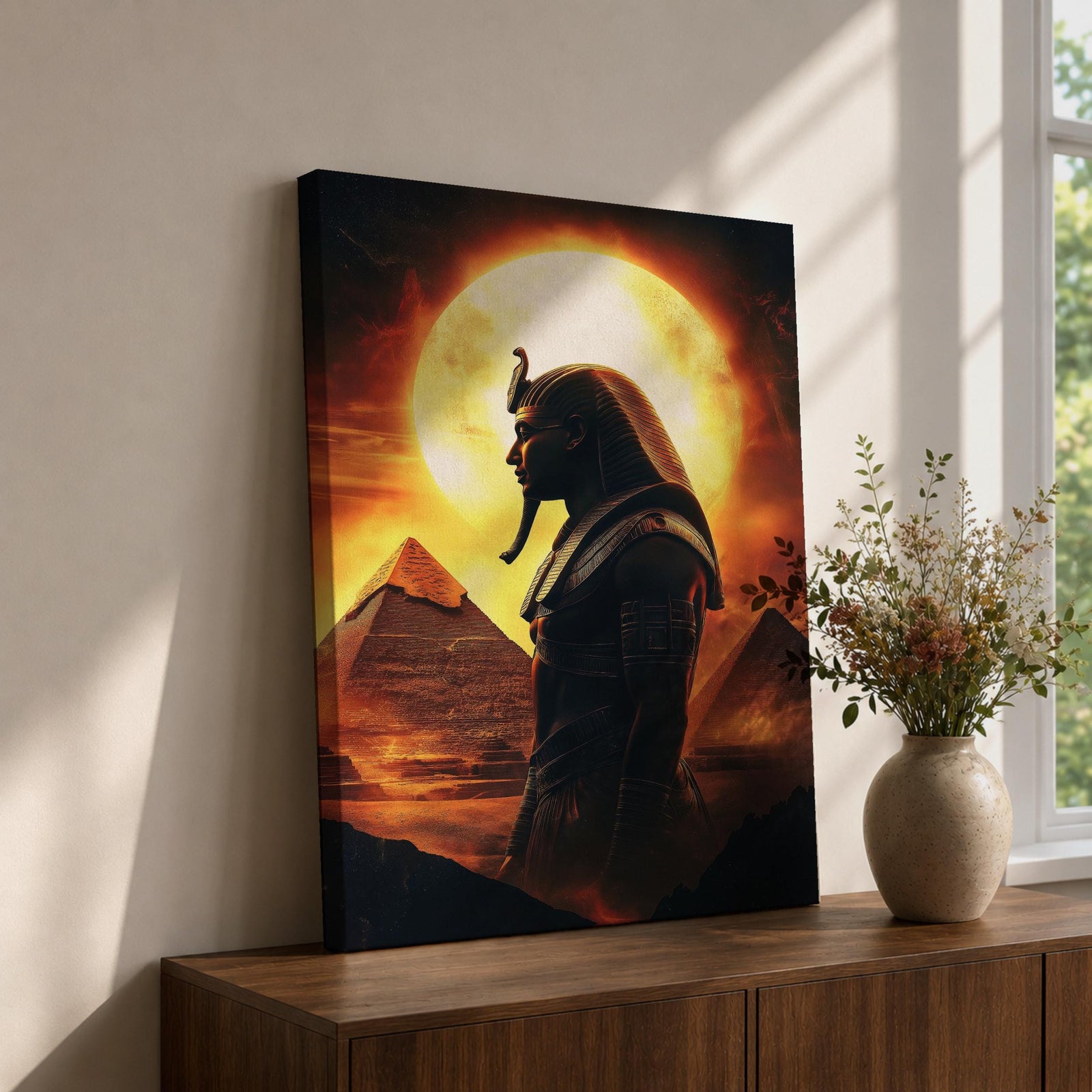 Egyptian Pharaoh Ancient Royal Wall Art Sun God Mythology Gift Living Room Home Decor