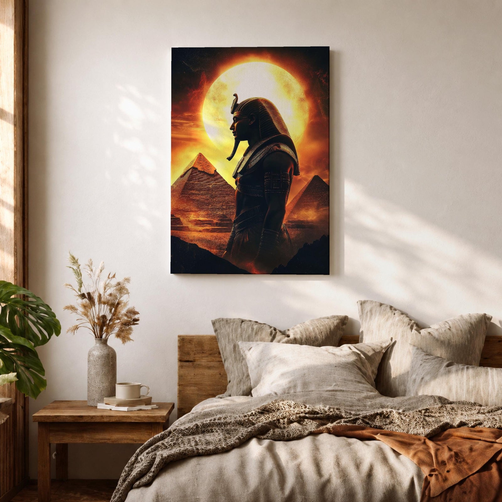 Egyptian Pharaoh Ancient Royal Wall Art Sun God Mythology Gift Living Room Home Decor
