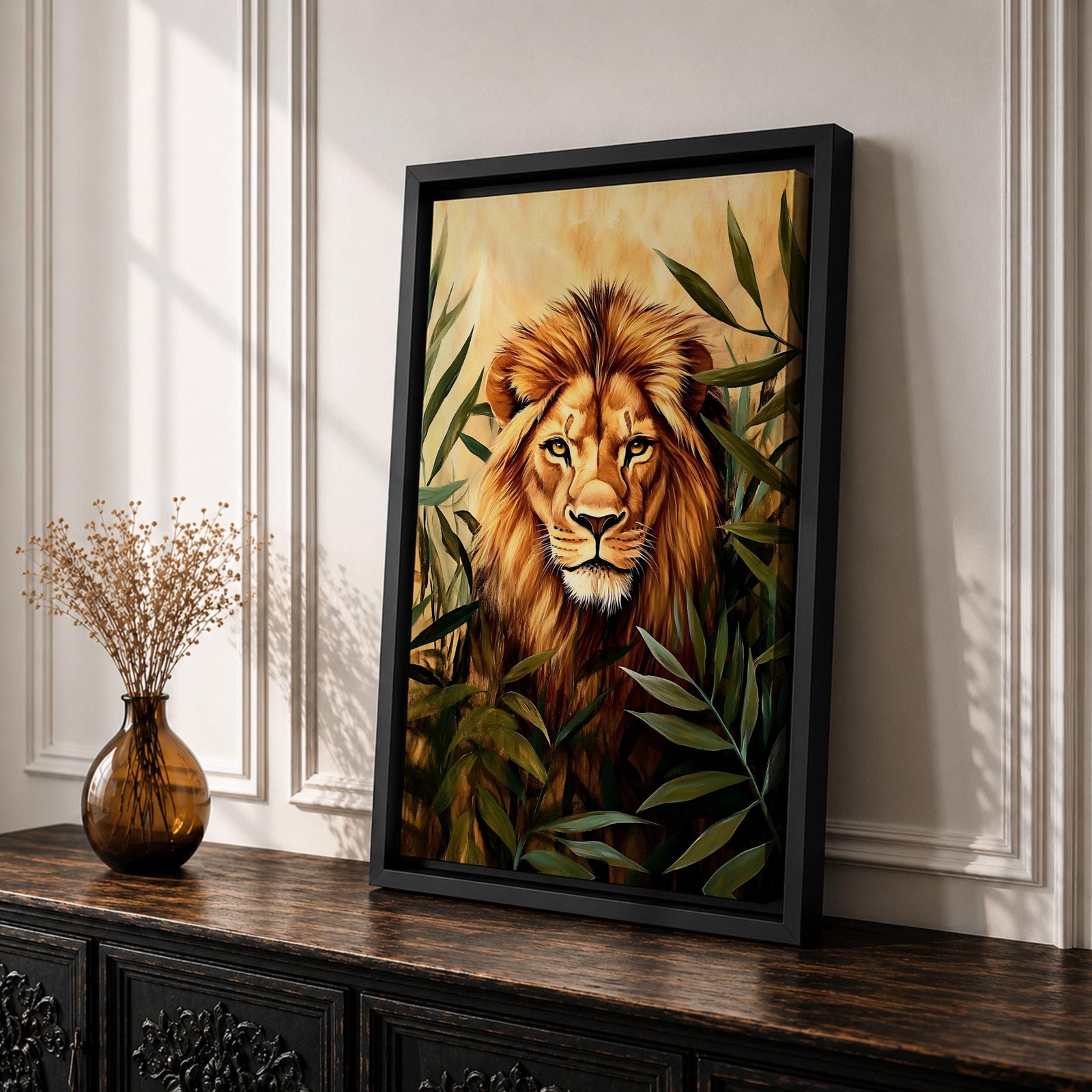 African Lion Wildlife Animal Wall Art King Safari Nature Gift Living Room Home Decor