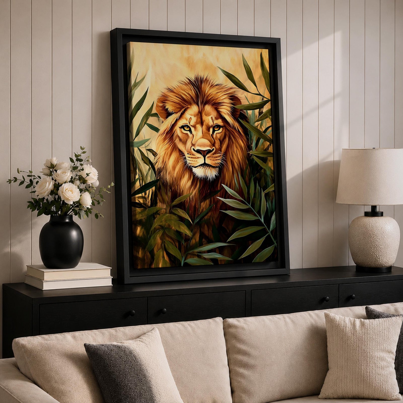 African Lion Wildlife Animal Wall Art King Safari Nature Gift Living Room Home Decor