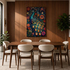 Peacock Bird Wall Art Indian Peafowl Floral Nature Symbol Gift Living Room Home Decor