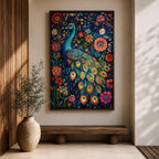 Peacock Bird Wall Art Indian Peafowl Floral Nature Symbol Gift Living Room Home Decor