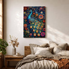Peacock Bird Wall Art Indian Peafowl Floral Nature Symbol Gift Living Room Home Decor