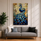 Peacock Bird Wall Art Royal Indian Peafowl Stained Glass Gift Living Room Home Decor