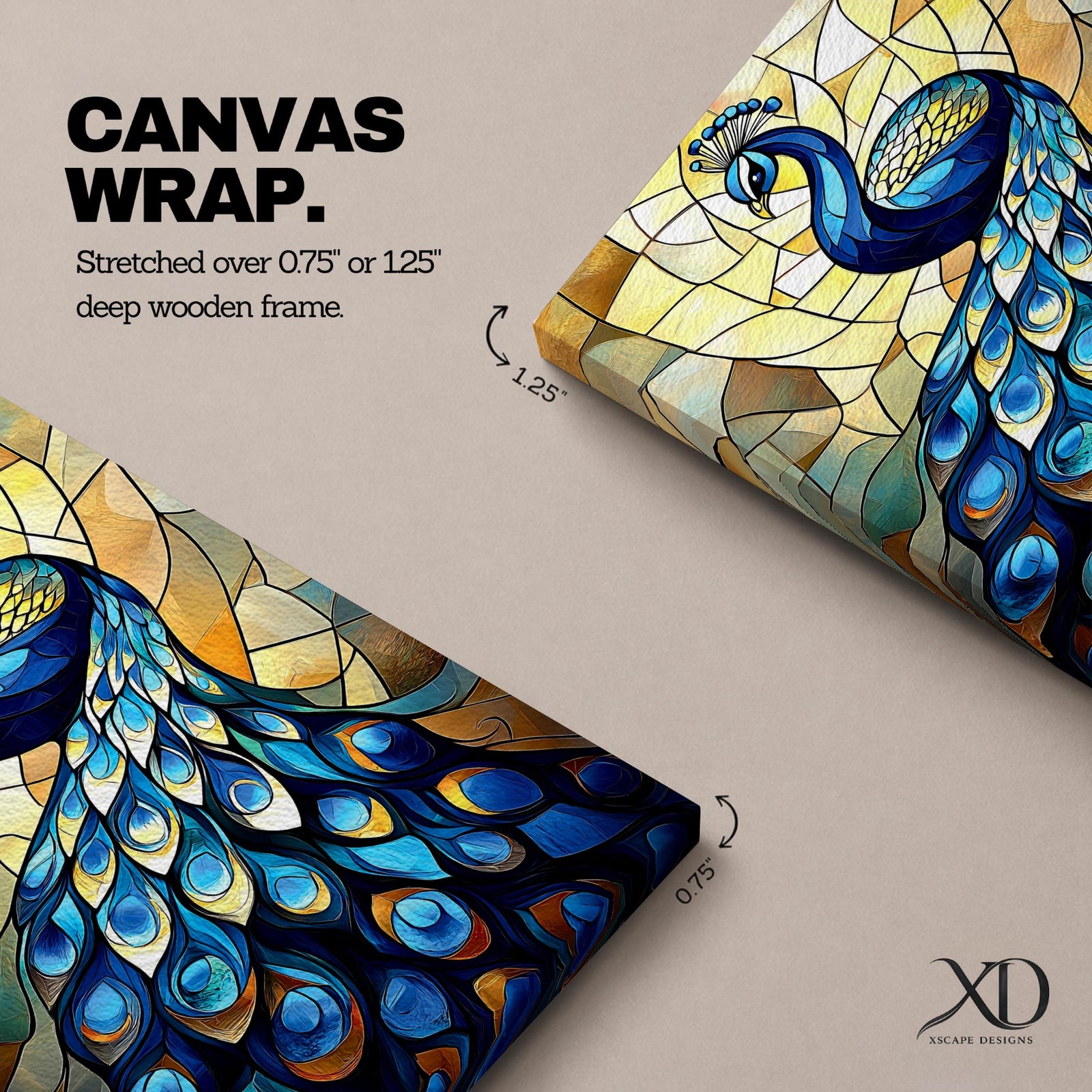 Peacock Bird Wall Art Royal Indian Peafowl Stained Glass Gift Living Room Home Decor