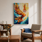 Phoenix Bird Mythical Wall Art Firebird Rising Abstract Symbol Gift Living Room Home Decor