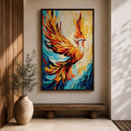 Phoenix Bird Mythical Wall Art Firebird Rising Abstract Symbol Gift Living Room Home Decor