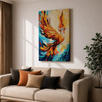 Phoenix Bird Mythical Wall Art Firebird Rising Abstract Symbol Gift Living Room Home Decor