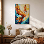 Phoenix Bird Mythical Wall Art Firebird Rising Abstract Symbol Gift Living Room Home Decor