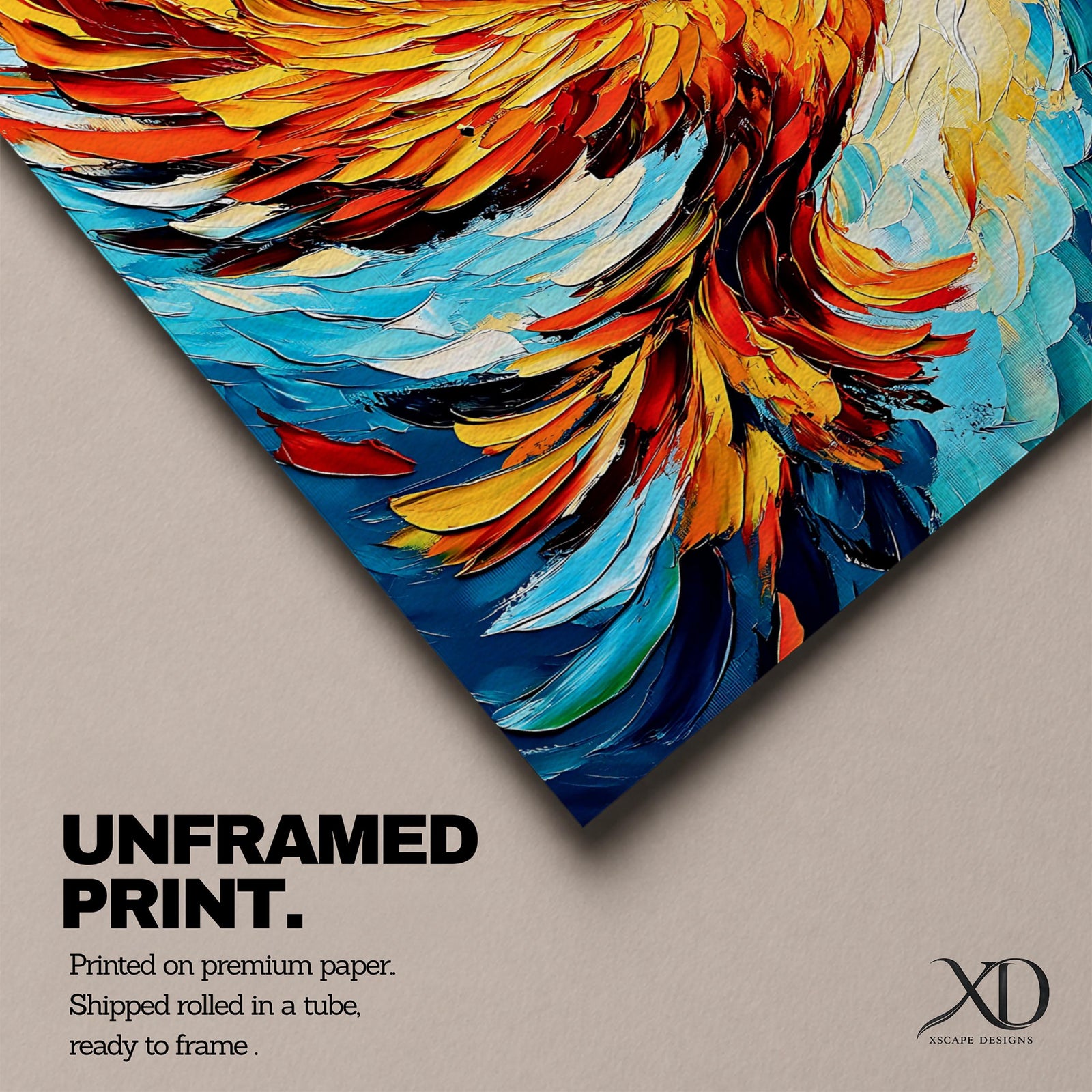 Phoenix Bird Mythical Wall Art Firebird Rising Abstract Symbol Gift Living Room Home Decor