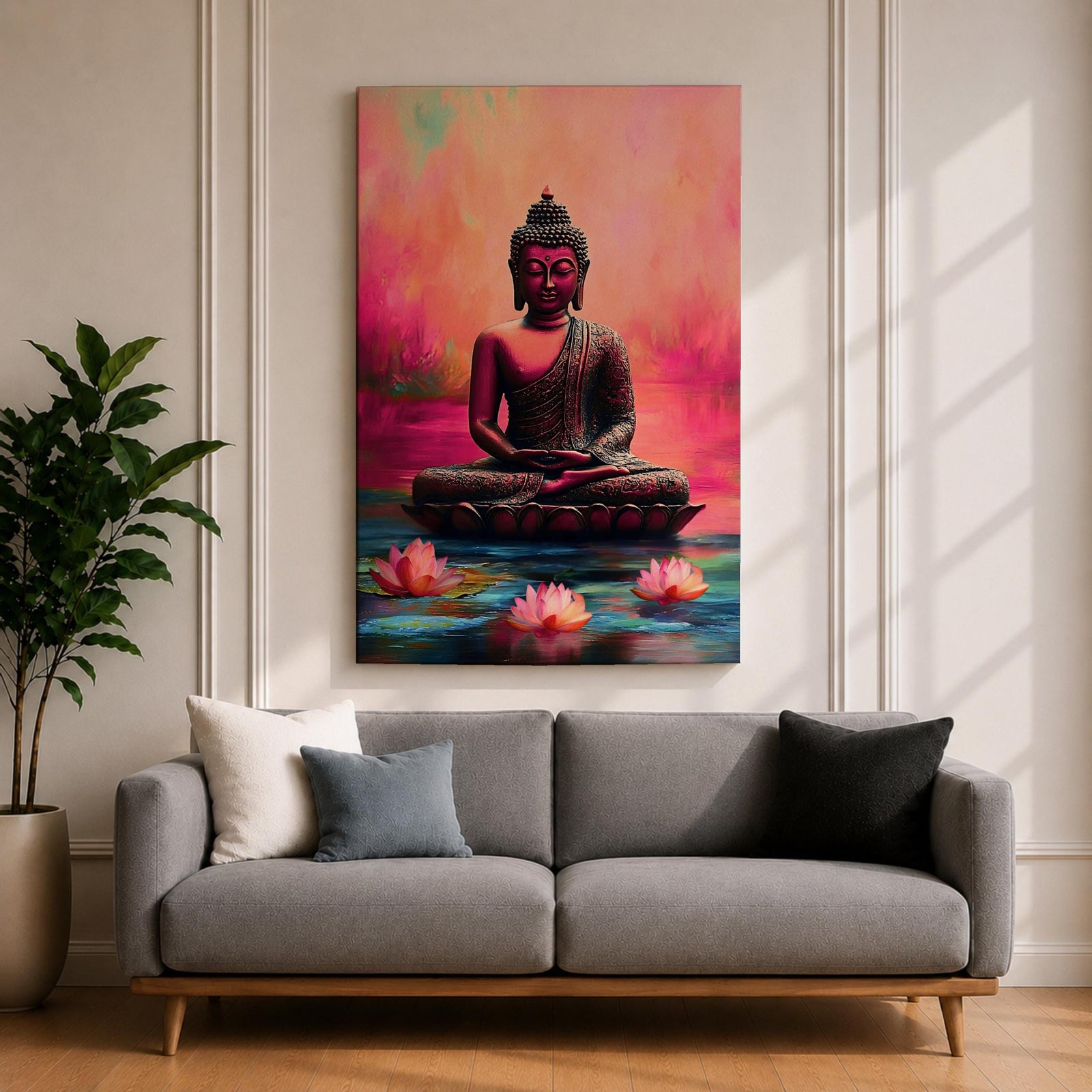 Shakyamuni Buddha Buddhist Wall Art Lotus Throne Religious Symbol Gift Meditation Room Home Decor