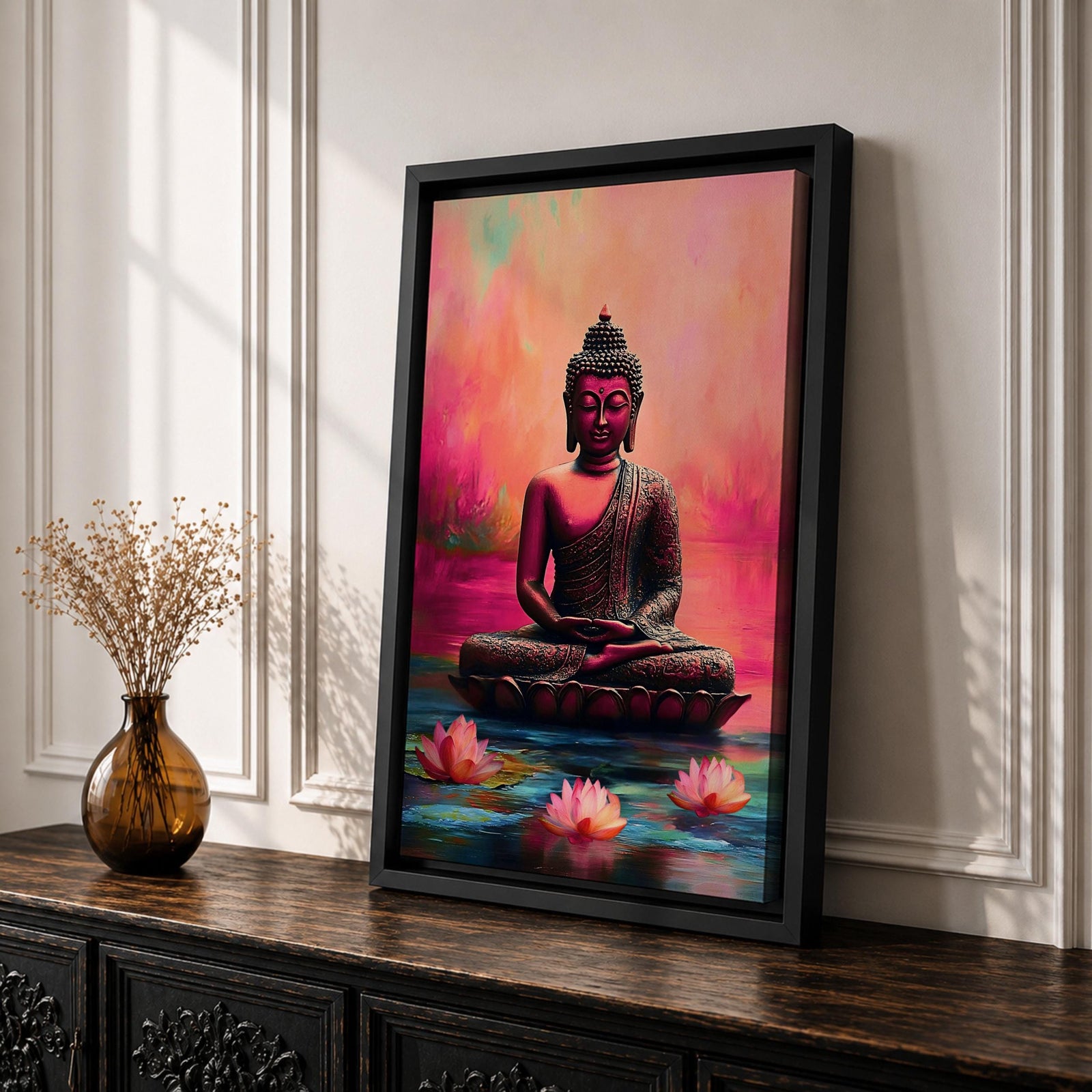 Shakyamuni Buddha Buddhist Wall Art Lotus Throne Religious Symbol Gift Meditation Room Home Decor
